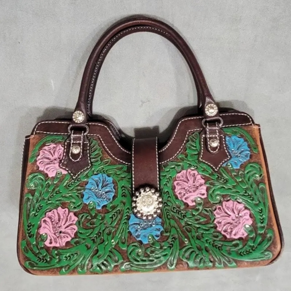 MONTANA SILVERSMITHS *Vintage* Hand-Tooled Leather Purse